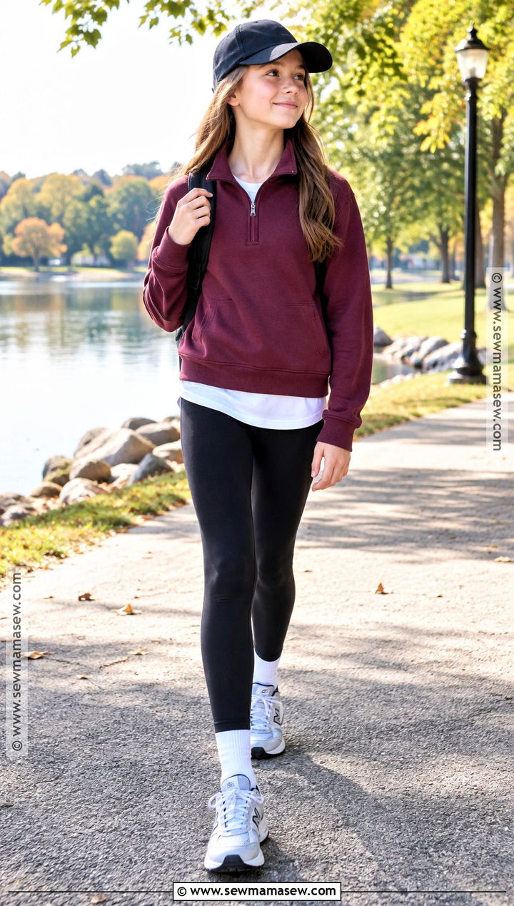 Quarter Zip And Leggings Fall Outfit - 20 fall outfits for girls 10-12
