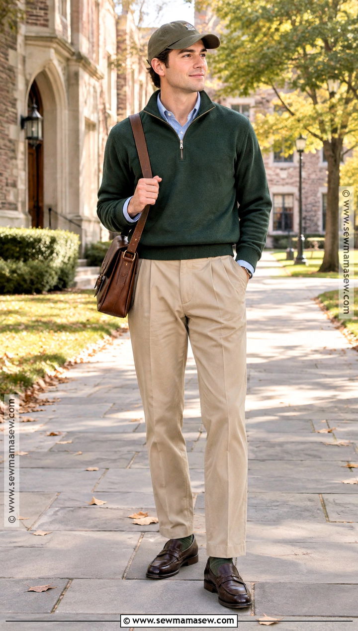 Quarter Zip Preppy Fall Outfit - 15 Mens Fall Fits Aesthetic