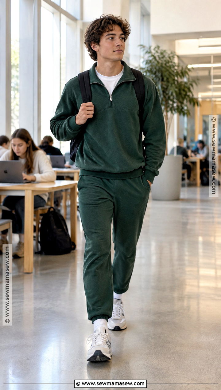 Quarter Zip Sweater And Joggers Fall School Outfit - 30 fall outfits for school