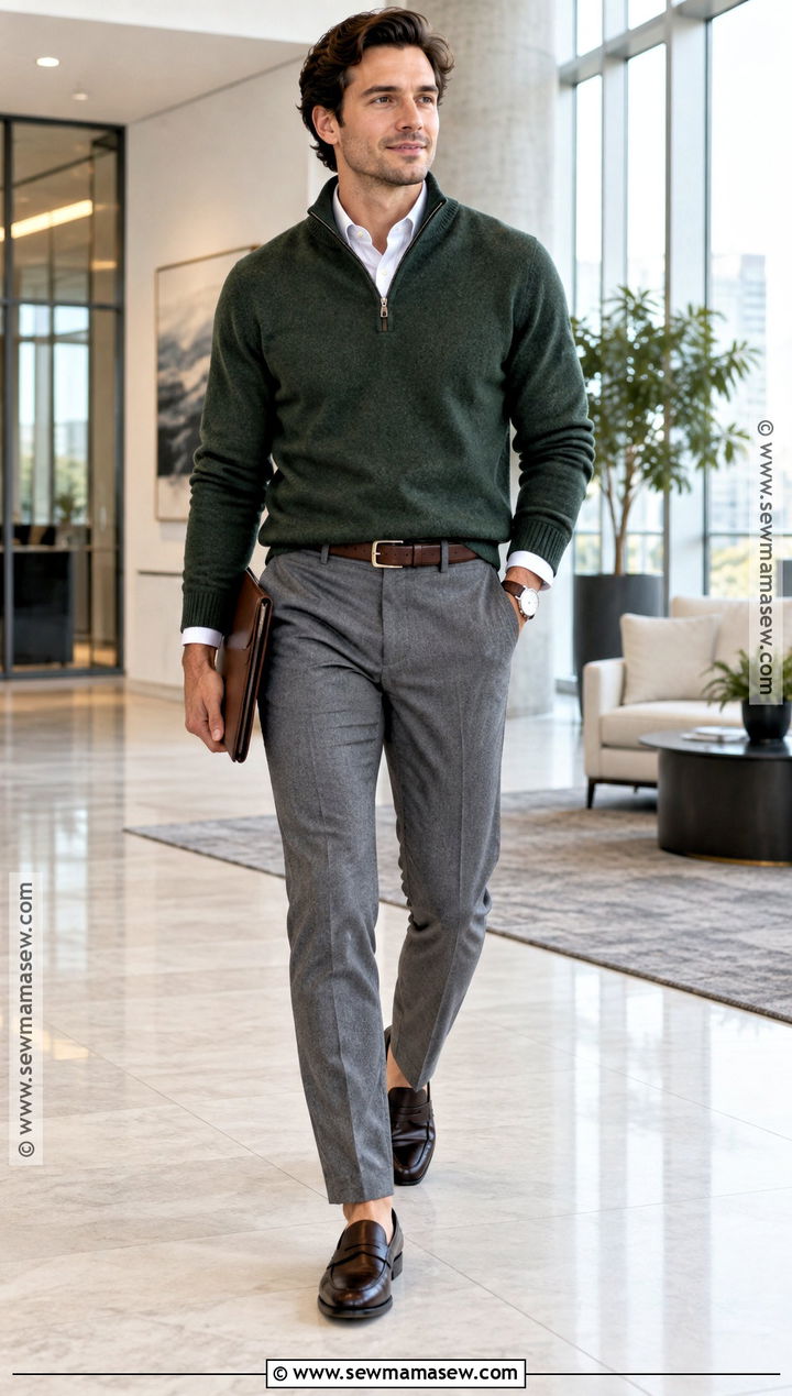 Quarter Zip Sweater Old Money Fall Outfit - 20 old money fall outfits for men