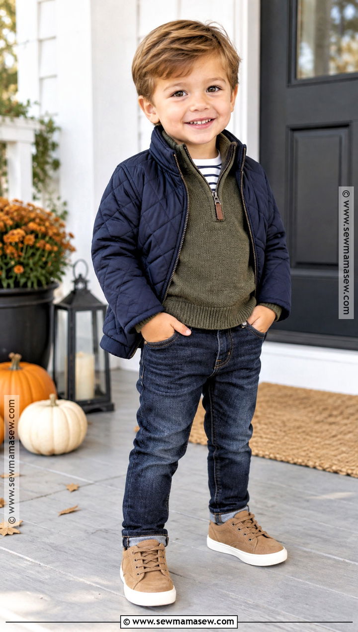 Quarter Zip Sweater Thanksgiving Outfit - 20 toddler boy thanksgiving outfit ideas