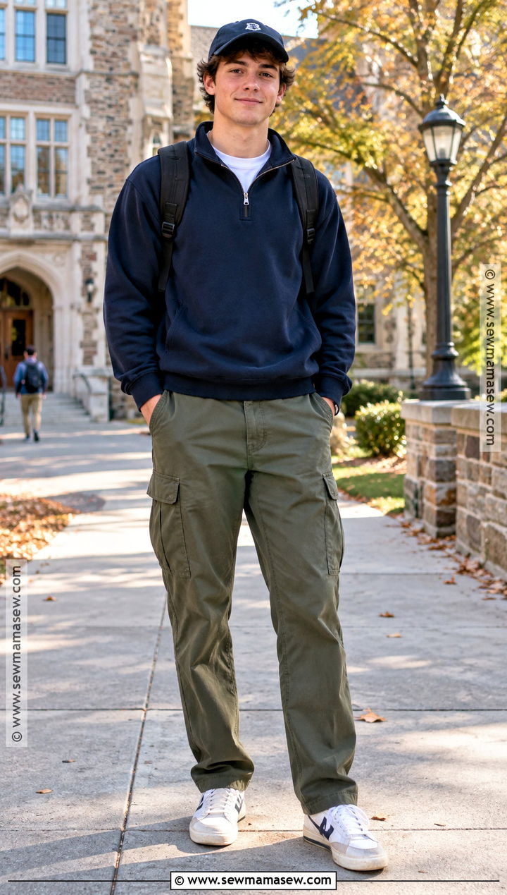Quarter Zip Sweatshirt With Cargo Pants - 15 cute fall clothes for teens