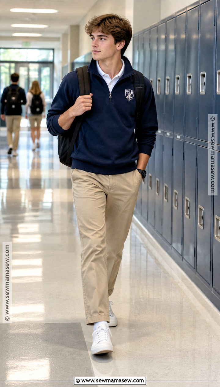 Quarter Zip and Straight Leg Pants Uniform - 25 back to school uniform ideas