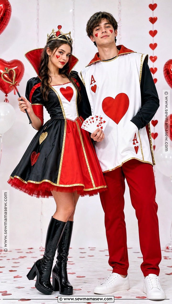 Queen And Ace Of Hearts Duo Costume - 30 Deck Of Cards Costume Ideas