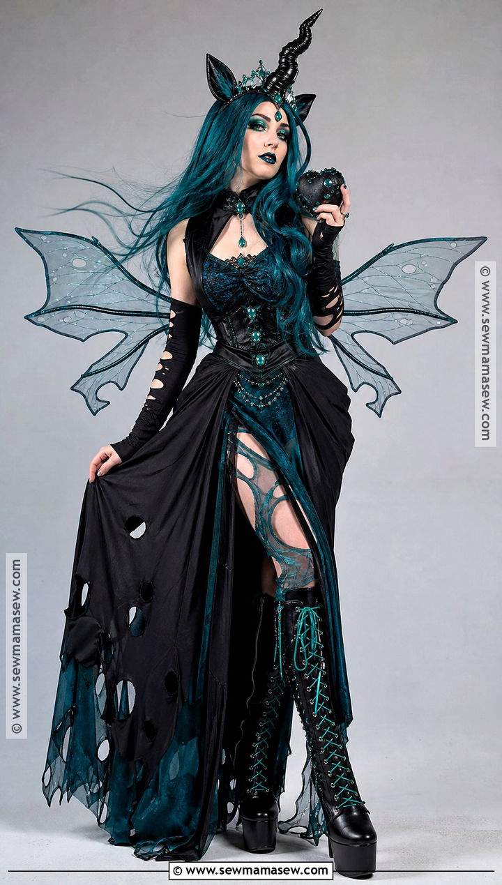Queen Chrysalis Costume With Black And Teal Dress - 30 mlp costume ideas
