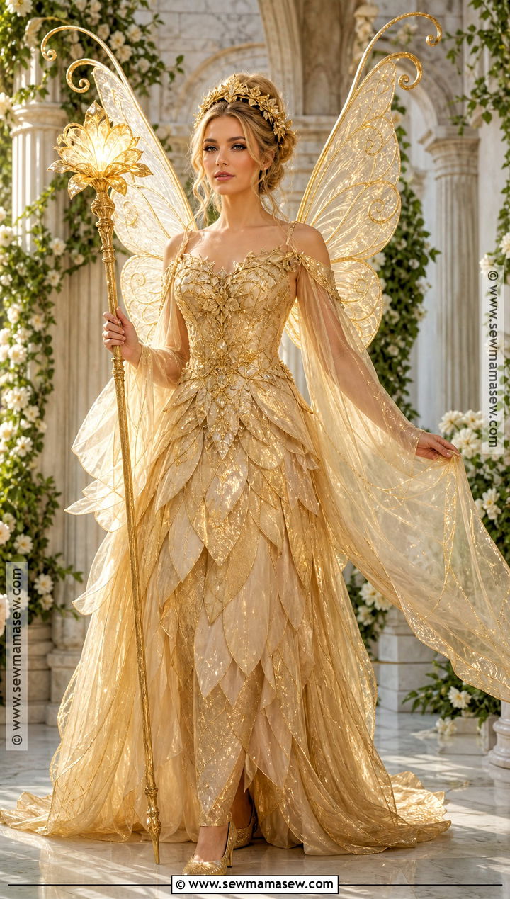 Queen Clarion Gold Fairy Costume - 30 pixie hollow fairies costumes