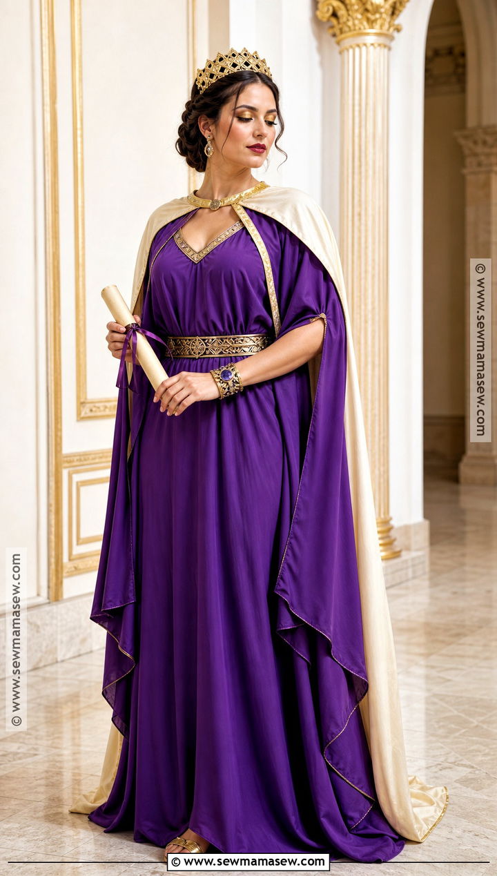 Queen Esther Costume With Purple Gown - 30 Biblical Costumes for Women