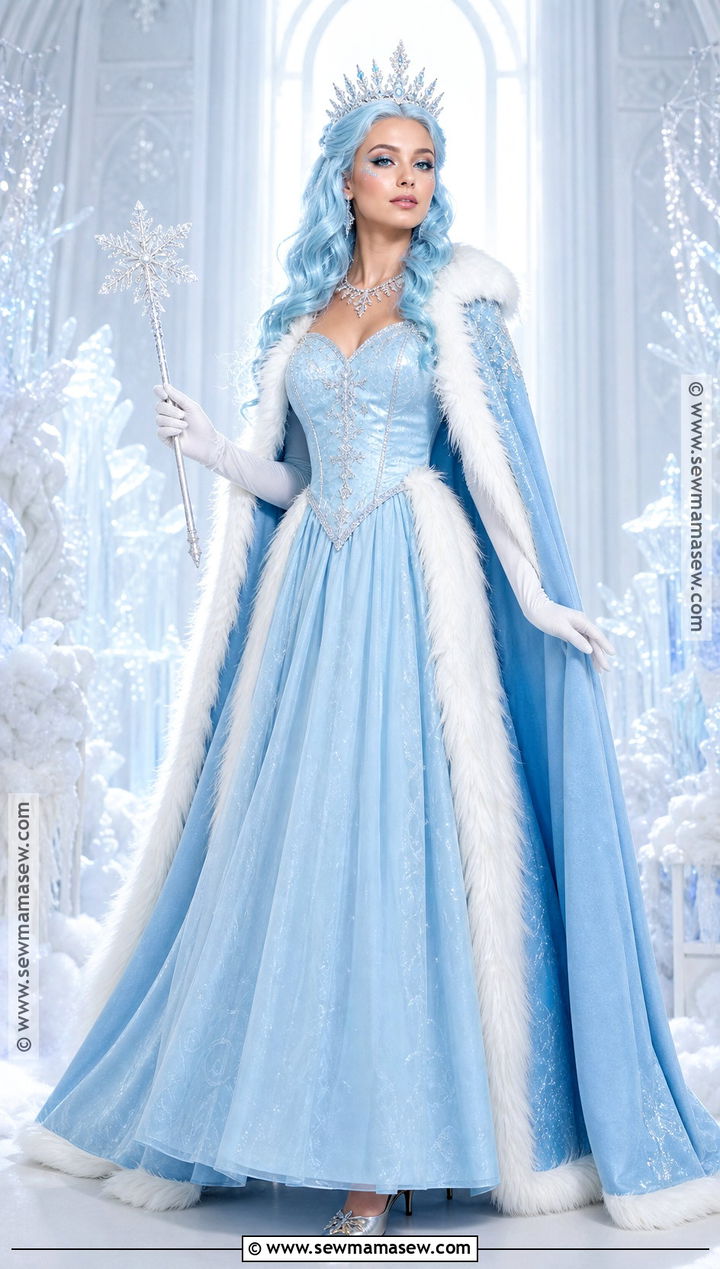 Queen Frostine Costume With Blue Gown - 30 Candy Land Costumes for Women