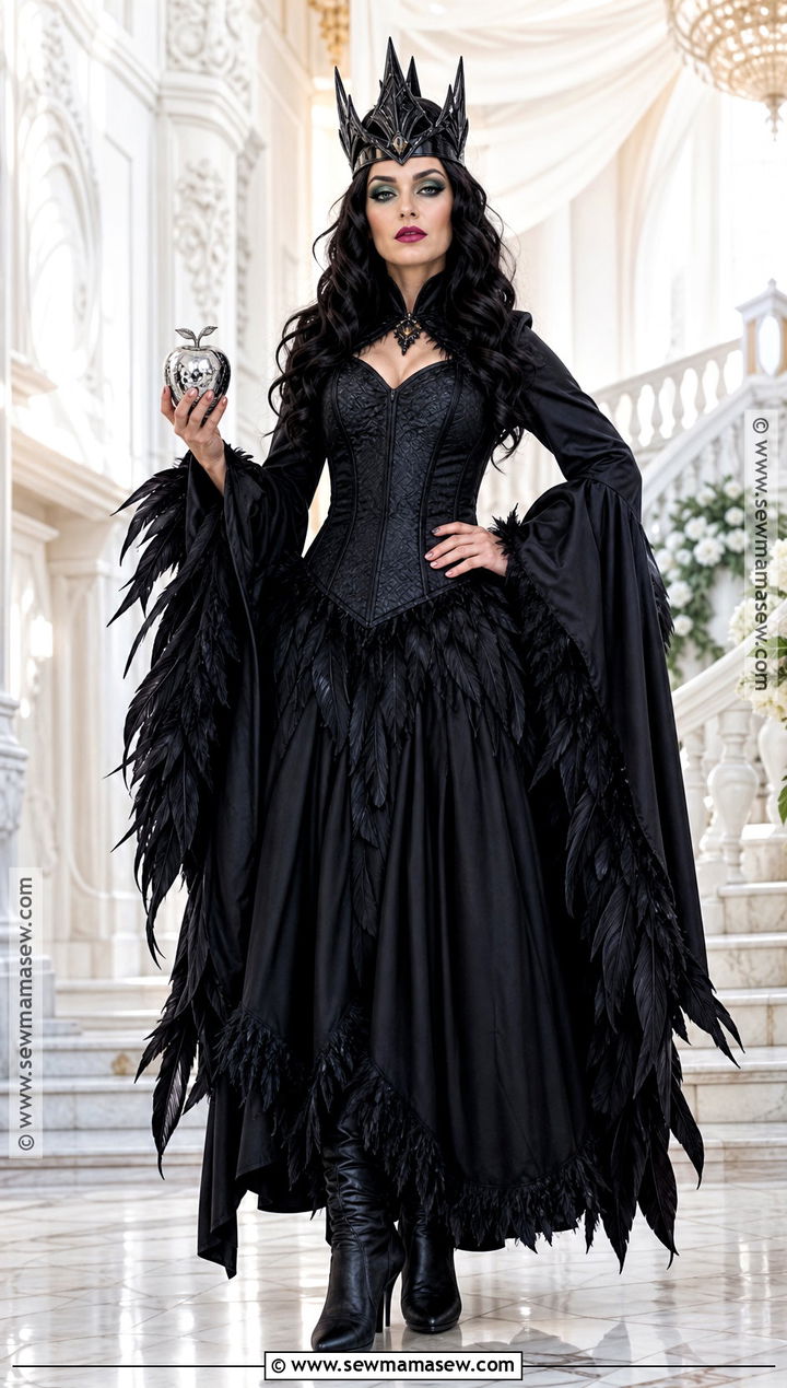 Queen Narissa Costume With Black Feather Gown - 30 Disney Villain Costumes for Women