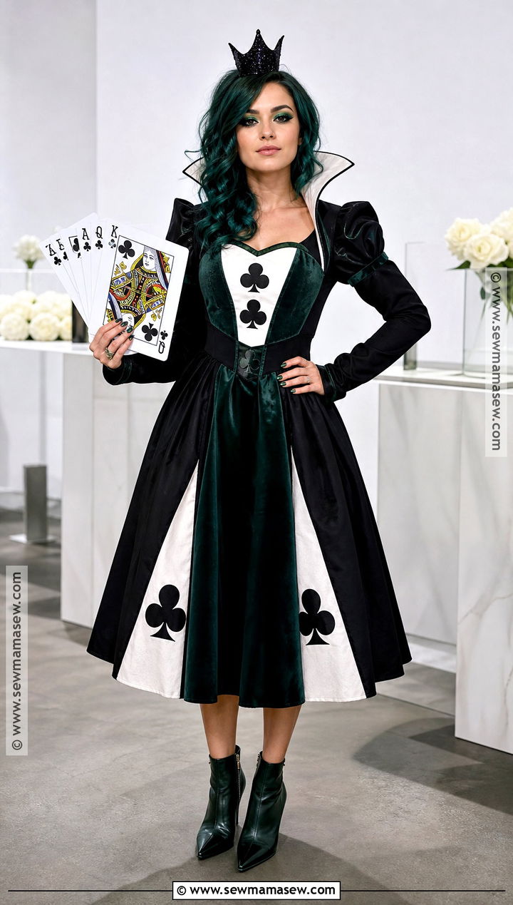 Queen Of Clubs Costume With Green Accents - 30 Deck Of Cards Costume Ideas