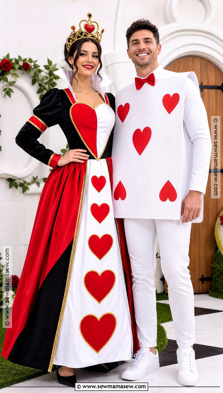 Queen Of Hearts And Playing Card Costume - 35 clever couples halloween costumes