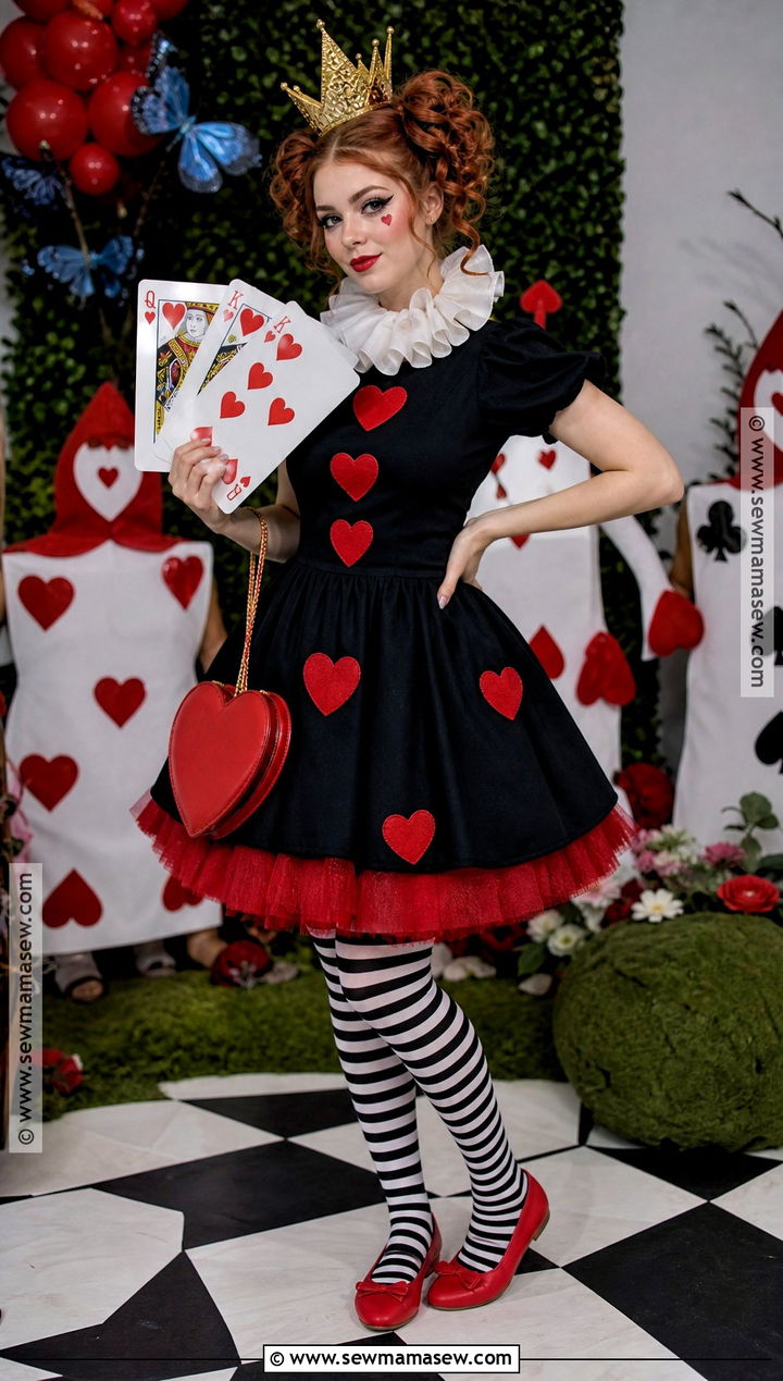 Queen Of Hearts Costume With Red Accessories - 35 black dress costume ideas