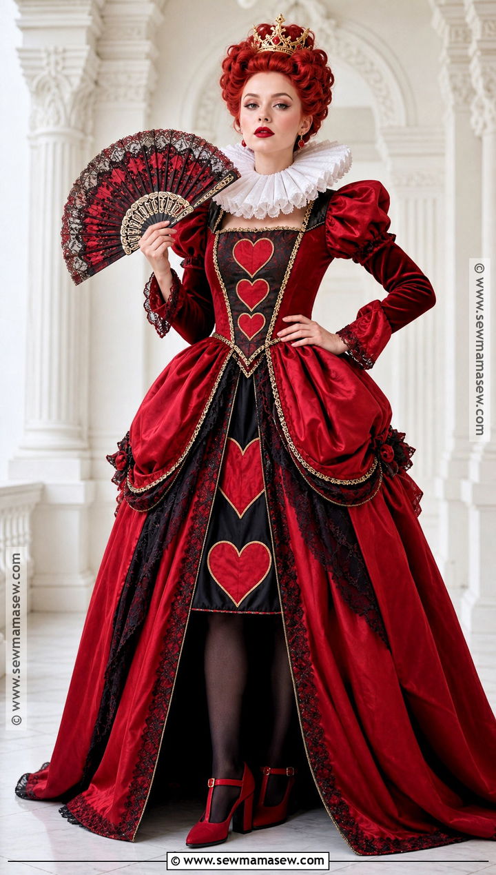 Queen Of Hearts Costume With Red Skirt - 50 halloween costumes ideas