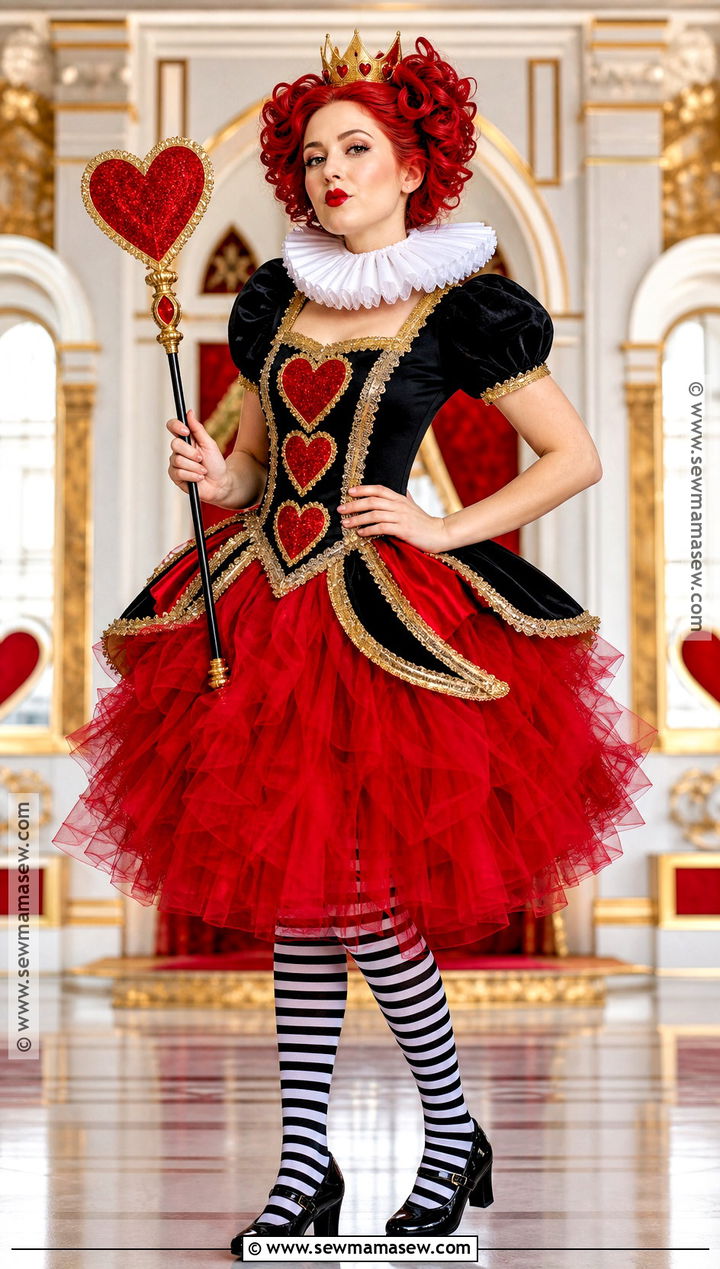 Queen Of Hearts Costume With Red Tulle Skirt - 30 Red Skirt Halloween Costume Ideas