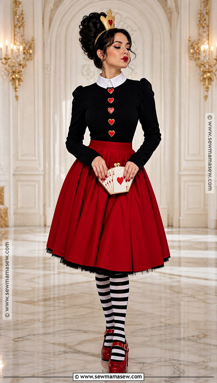 Queen Of Hearts Halloween Outfit With Red Skirt - 30 disney halloween outfits for women