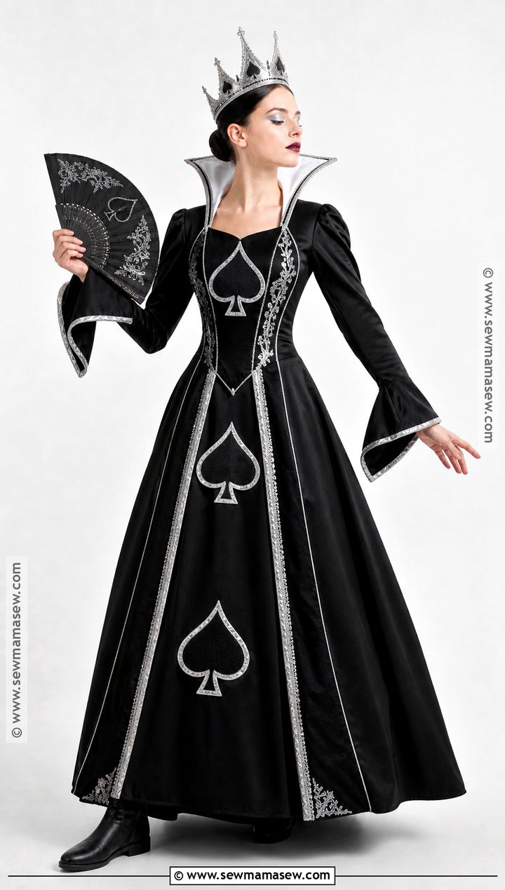 Queen Of Spades Costume With Black Gown - 30 Deck Of Cards Costume Ideas