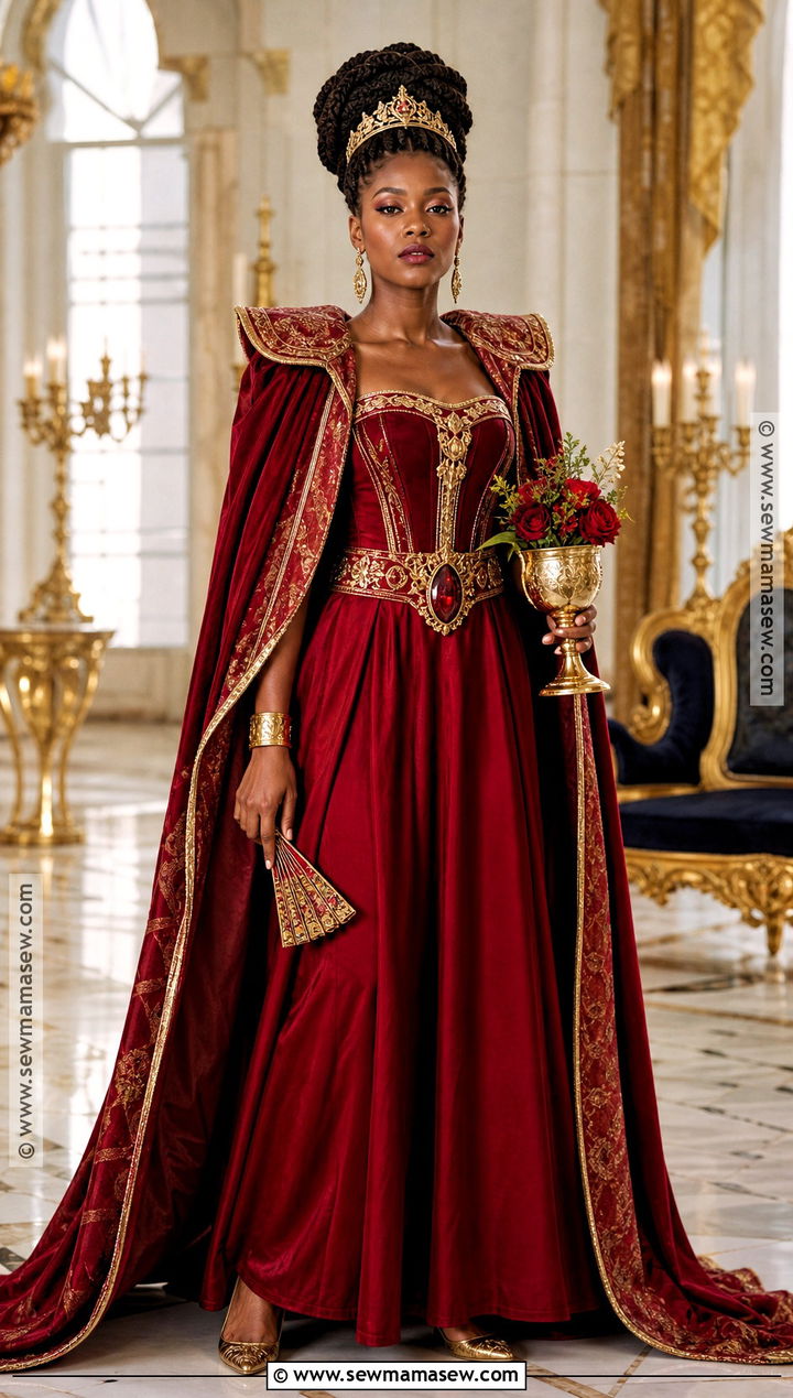 Queen Vashti Costume With Red Cape - 30 Biblical Costumes for Women