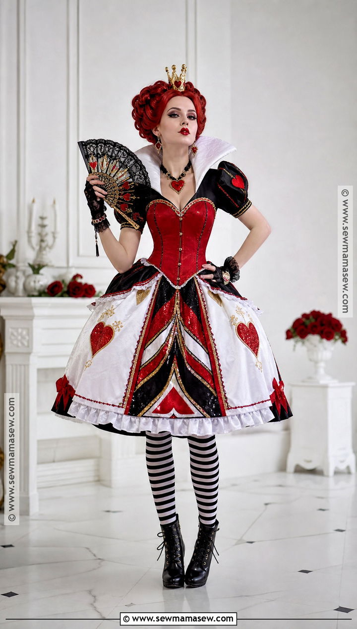 Queen of Hearts Costume With Card Skirt - 30 Villain Costume Ideas