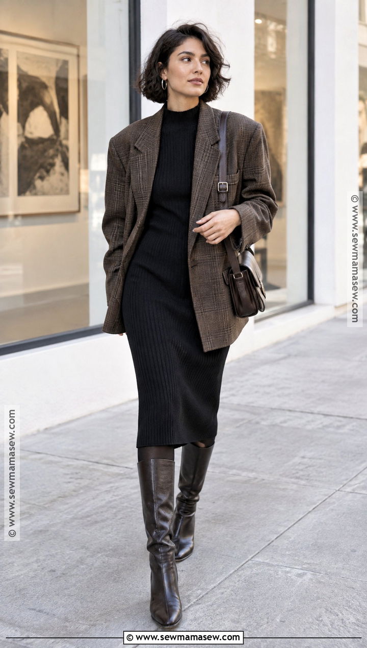 Queer Fall Knit Dress And Oversized Blazer Outfit - 25 queer fall fashion ideas