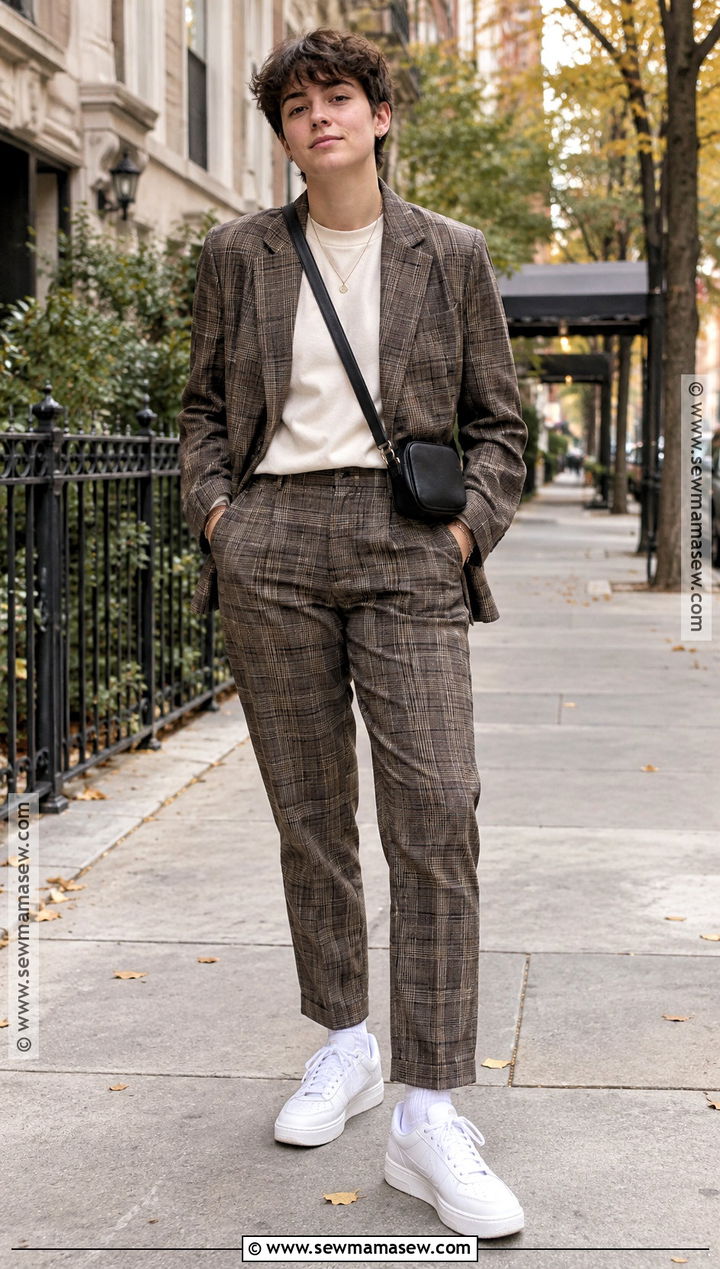 Queer Fall Plaid Suit And Sneaker Outfit - 25 queer fall fashion ideas