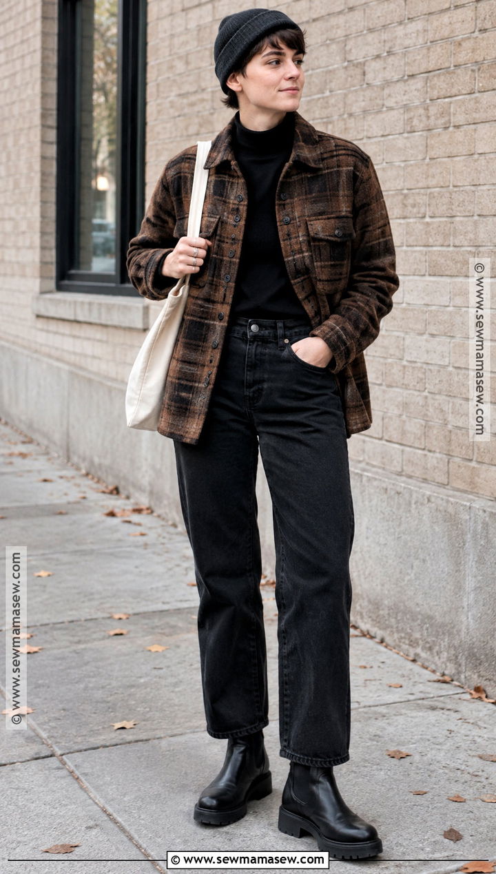 Queer Fall Shacket And Black Jeans Outfit - 25 queer fall fashion ideas