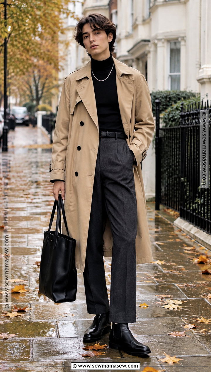 Queer Fall Trench Coat And Turtleneck Outfit - 25 queer fall fashion ideas