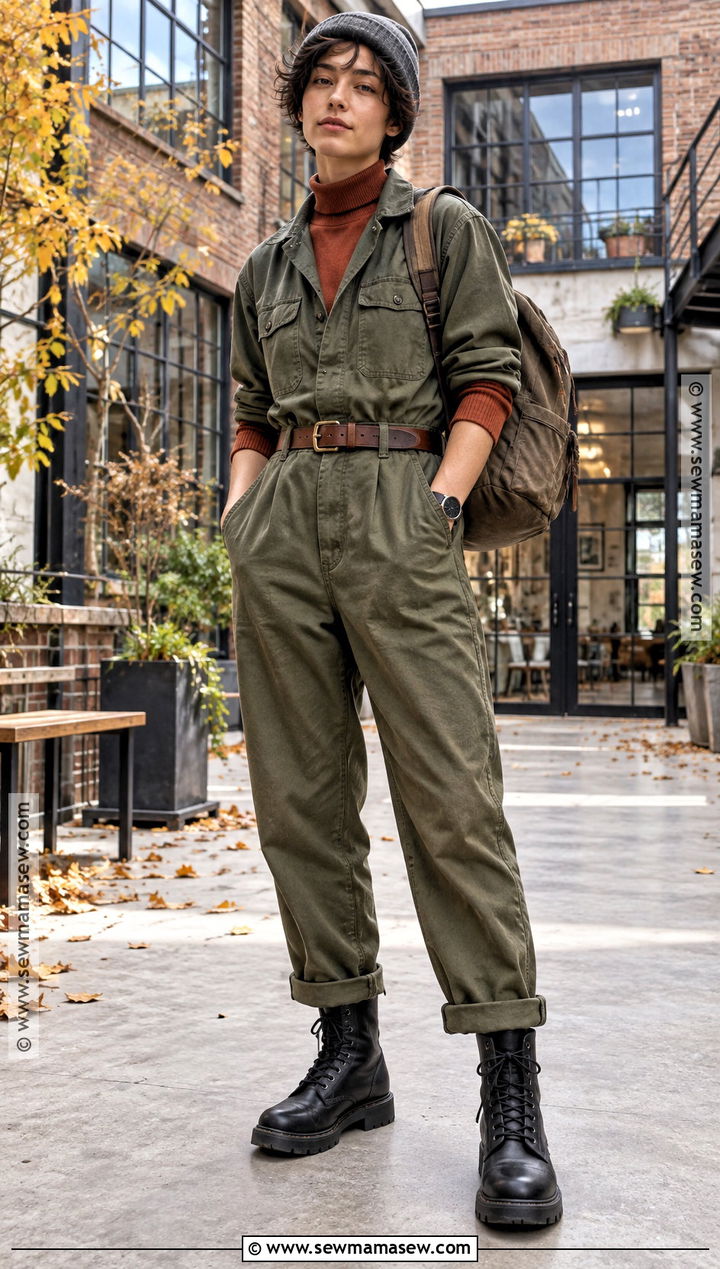 Queer Fall Utility Jumpsuit And Boots Outfit - 25 queer fall fashion ideas