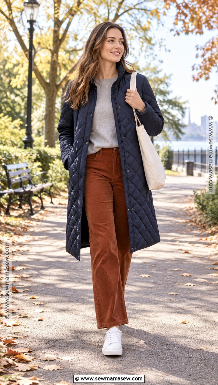 Quilted Coat With Corduroy Pants - 25 autumn coats