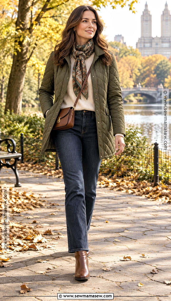Quilted Coat With Sweater And Jeans - 15 fall coats for women classy