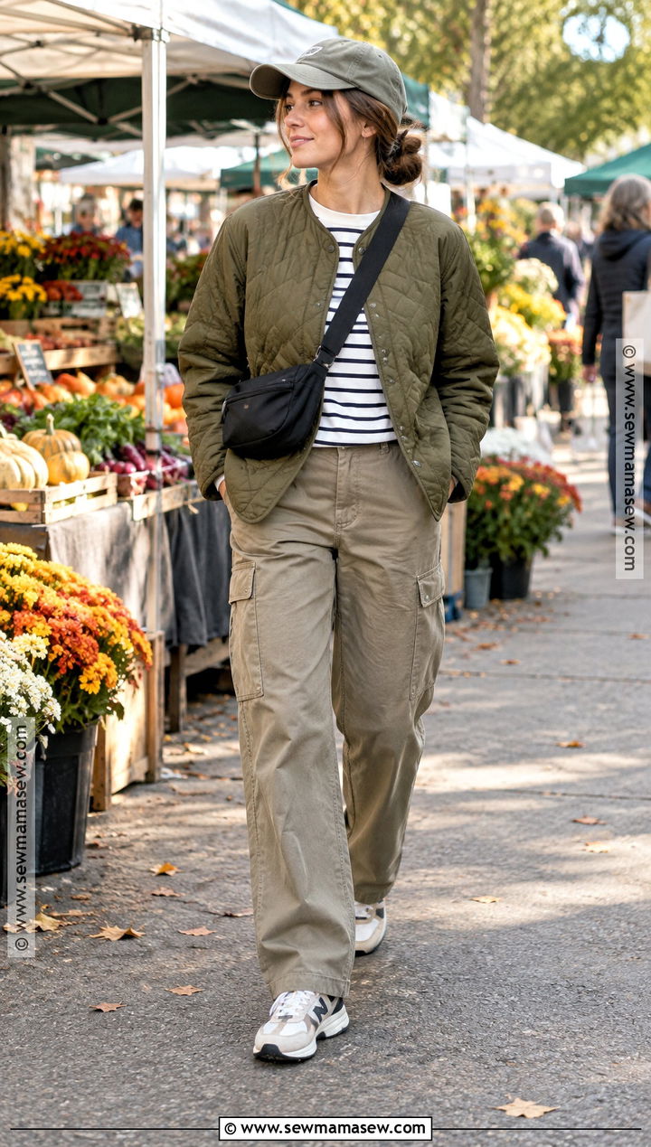 Quilted Jacket And Cargo Pants Fall Outfit - 20 outdoor fall outfits