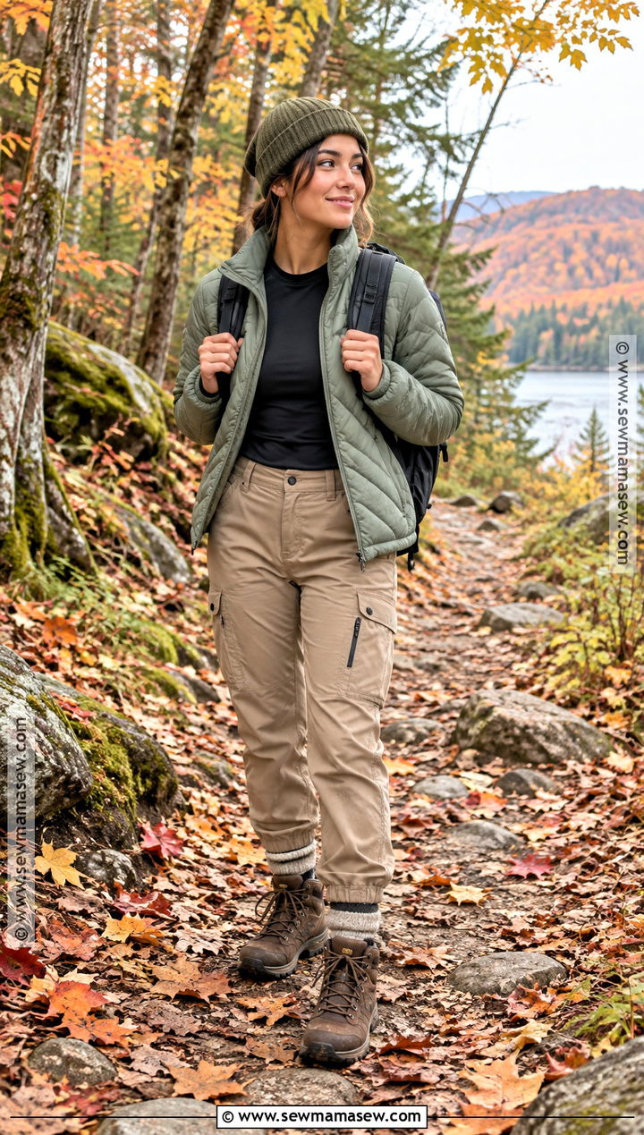 Quilted Jacket And Cargo Pants Hiking Outfit - 20 Hiking Outfit Autumn Ideas for Women