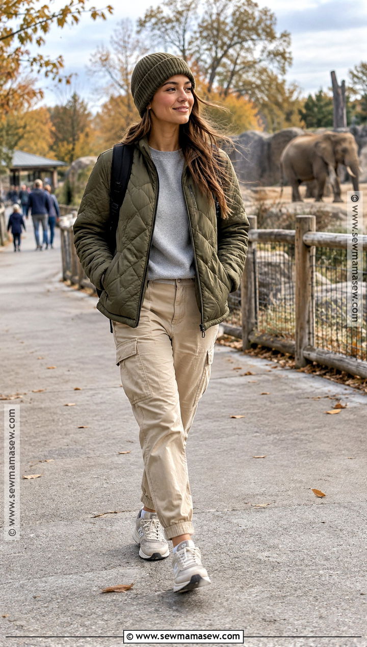 Quilted Jacket And Cargo Pants Zoo Outfit - 25 zoo outfit fall ideas
