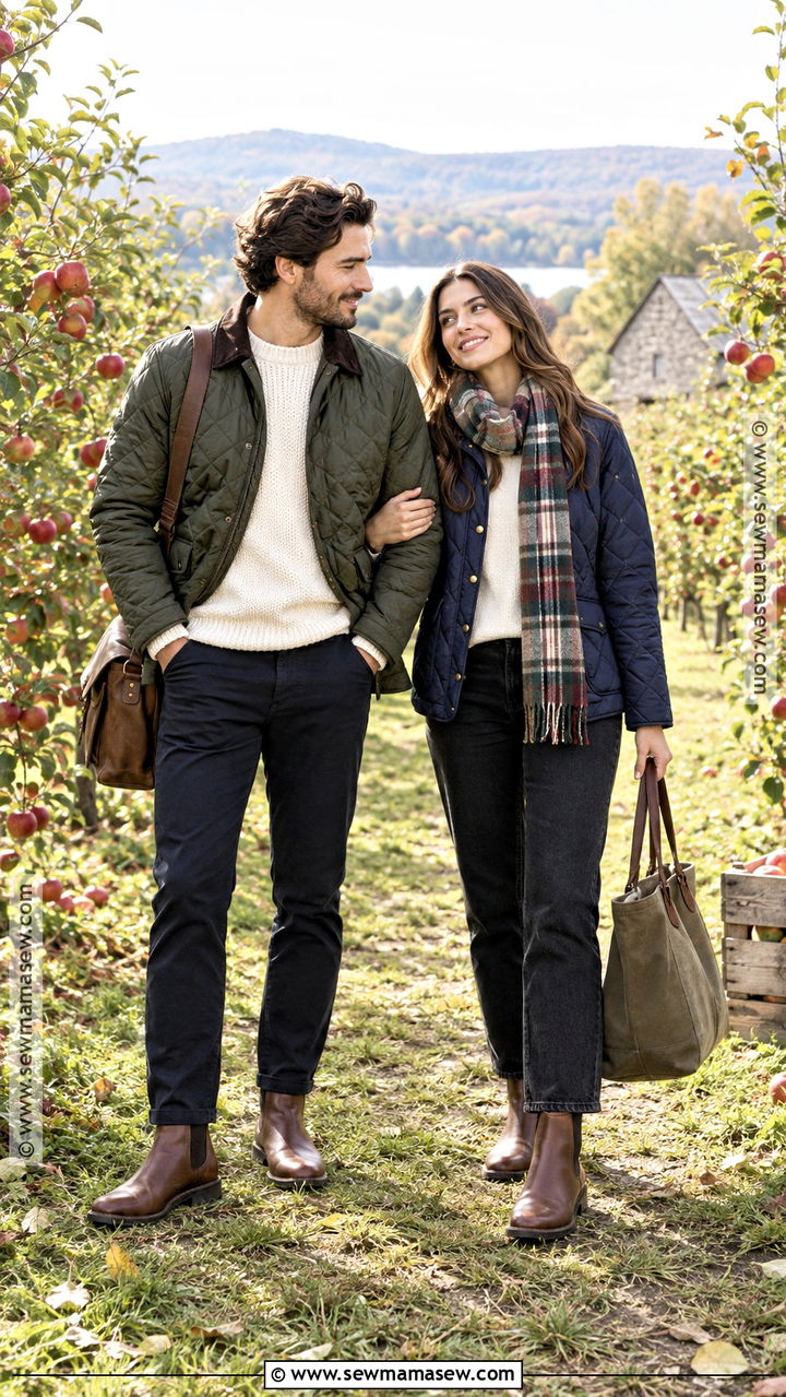 Quilted Jacket And Chelsea Boots Couple Outfit - 20 Fall Outfit Ideas for Couples