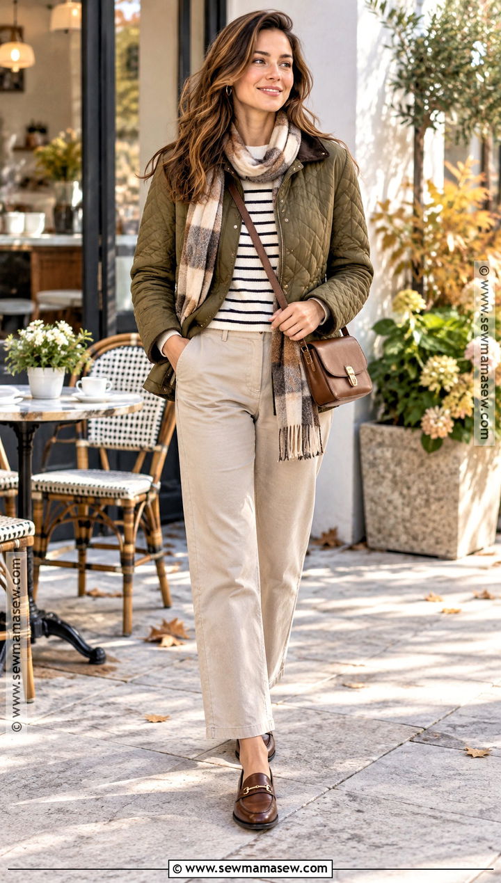 Quilted Jacket And Chinos Autumn Outfit - 30 outfit ideas autumn