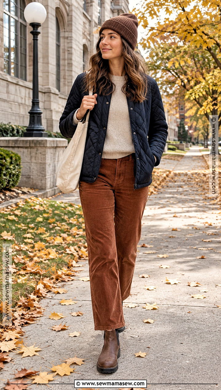 Quilted Jacket And Corduroy Pants Canada Fall Outfit - 20 canada fall outfits