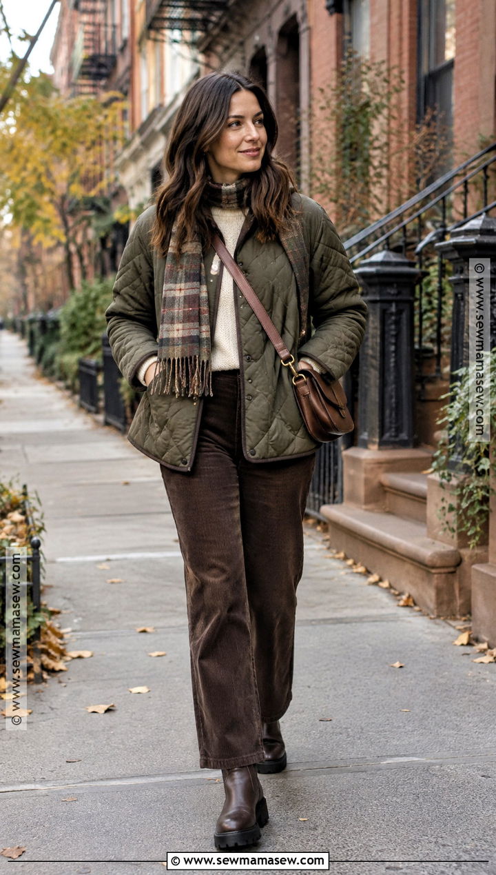 Quilted Jacket And Corduroy Pants NYC Outfit - 20 november nyc outfits