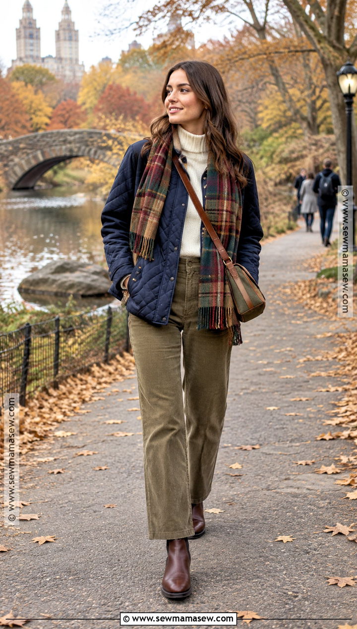 Quilted Jacket And Corduroy Pants New York Outfit - 15 November Outfits For New York