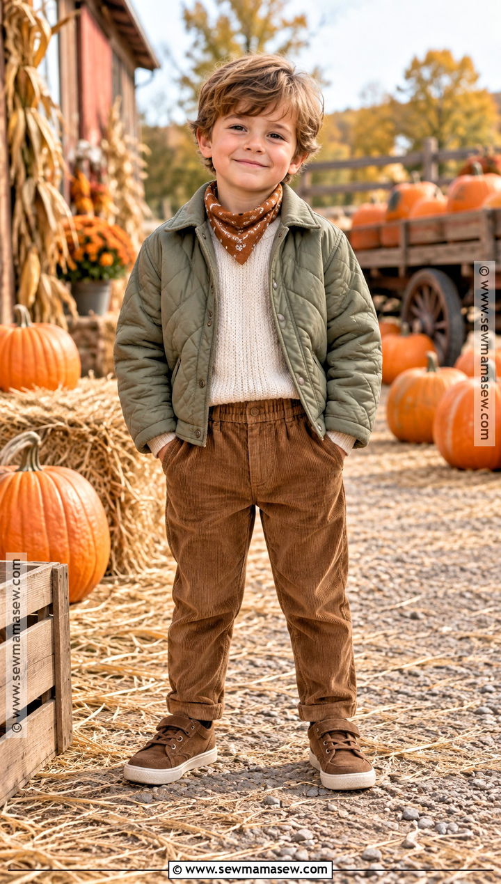 Quilted Jacket And Corduroy Pants Pumpkin Patch Outfit - 25 pumpkin patch outfit ideas for kids