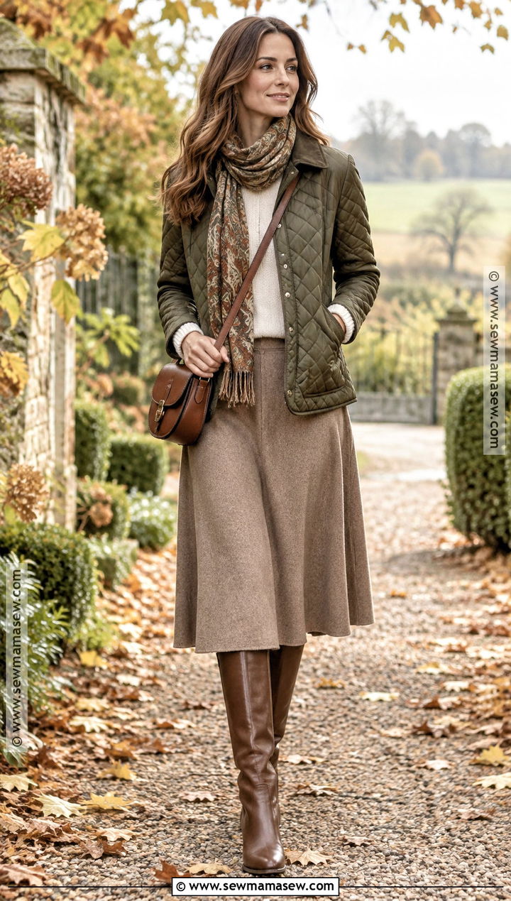 Quilted Jacket And Knee High Boots Outfit - 15 Autumn Outfit With Jacket And Boots