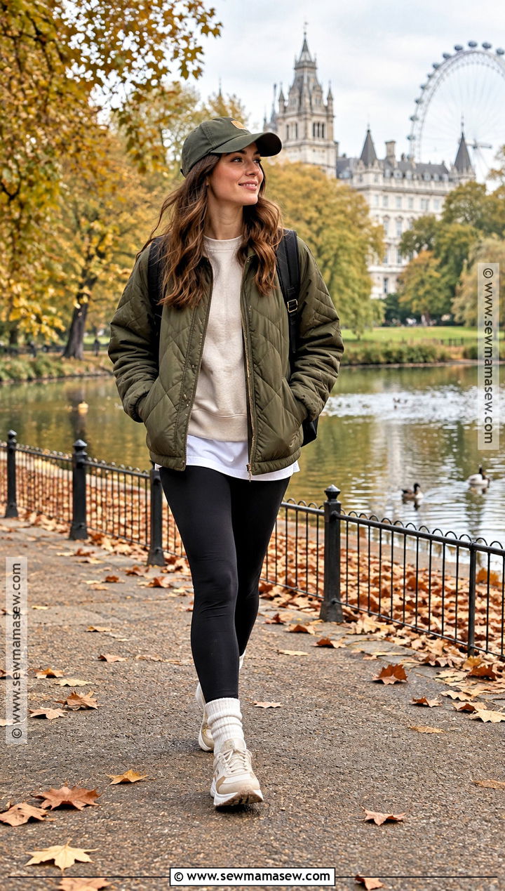 Quilted Jacket And Leggings London Outfit - 20 London In October Outfits for Women