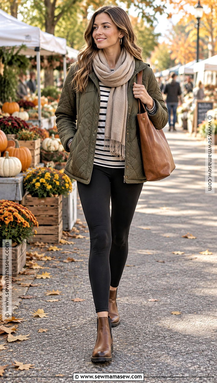 Quilted Jacket And Leggings Outfit - 15 Womens Fall Leggings Outfits