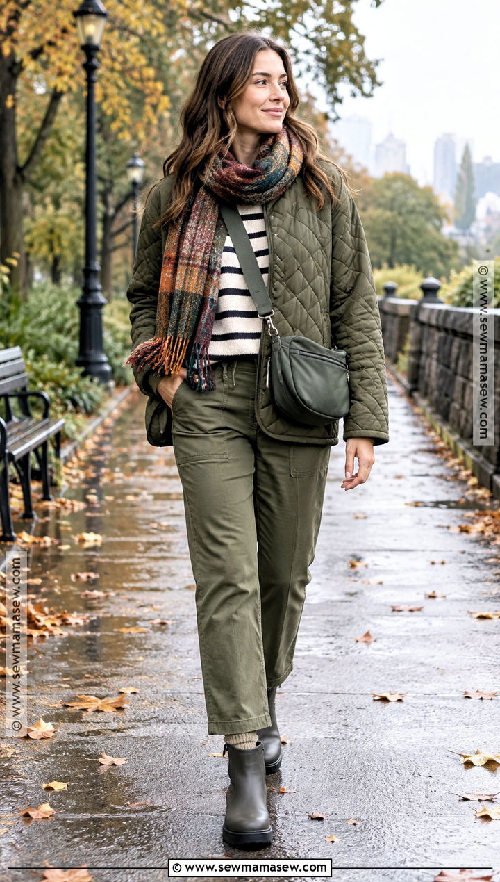 Quilted Jacket And Pull On Pants Set - 15 cozy fall fashion set ideas