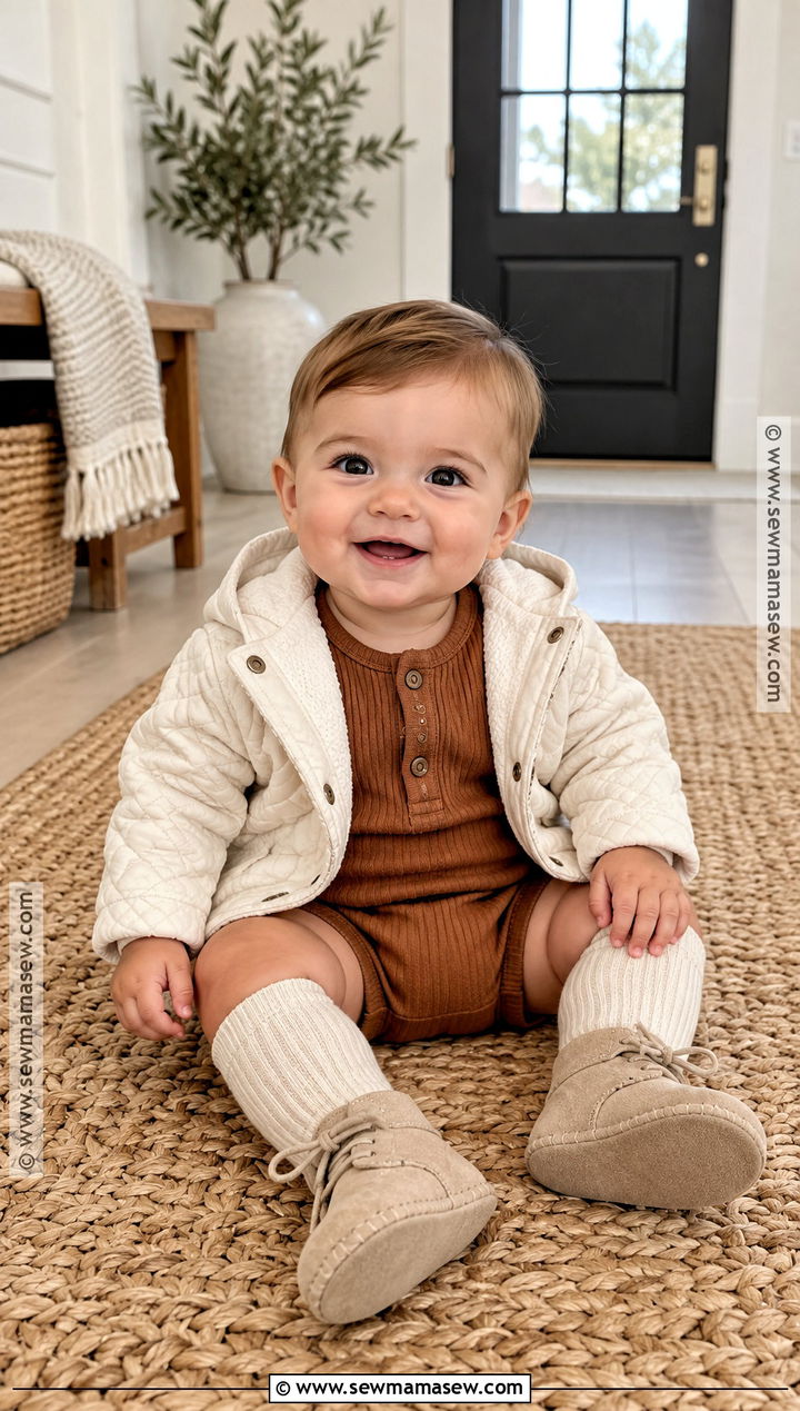 Quilted Jacket And Ribbed Romper Baby Set - 15 autumn baby fashion set ideas