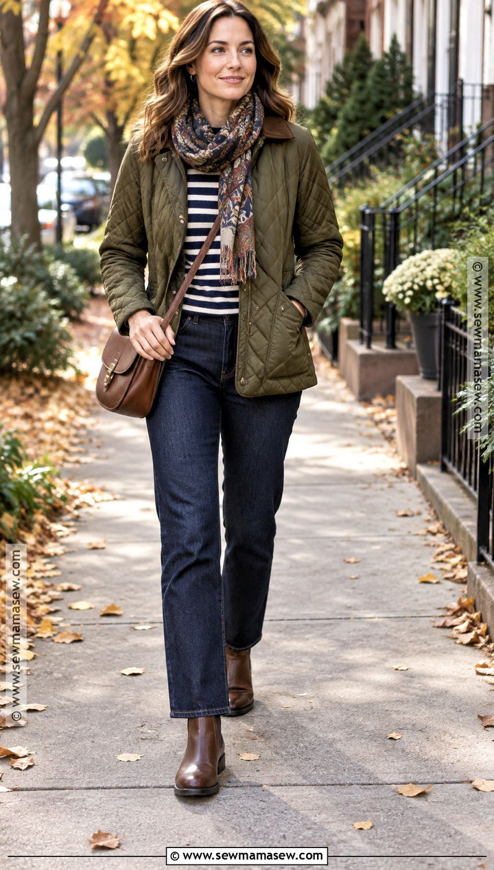 Quilted Jacket And Straight Jeans Autumn Outfit - 25 Cosy Autumn Outfits