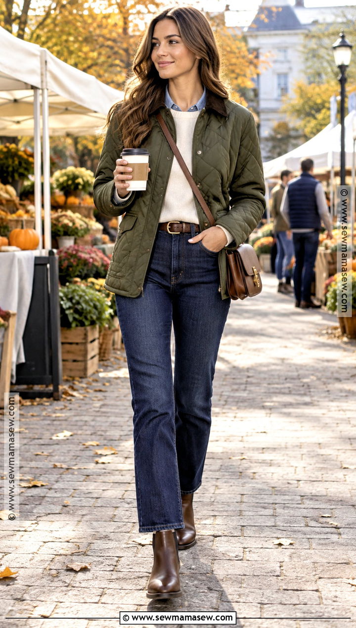 Quilted Jacket And Straight Leg Jeans Outfit - 20 old money style fall ideas 2026
