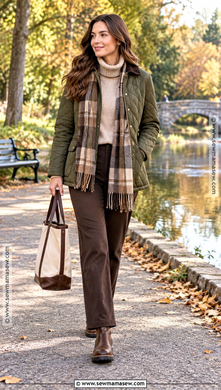 Quilted Jacket And Straight Pants Fall Outfit - 15 old money fall wardrobe ideas