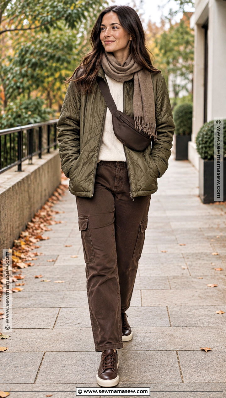 Quilted Jacket And Utility Pants Autumn Outfit - 30 warm autumn outfits