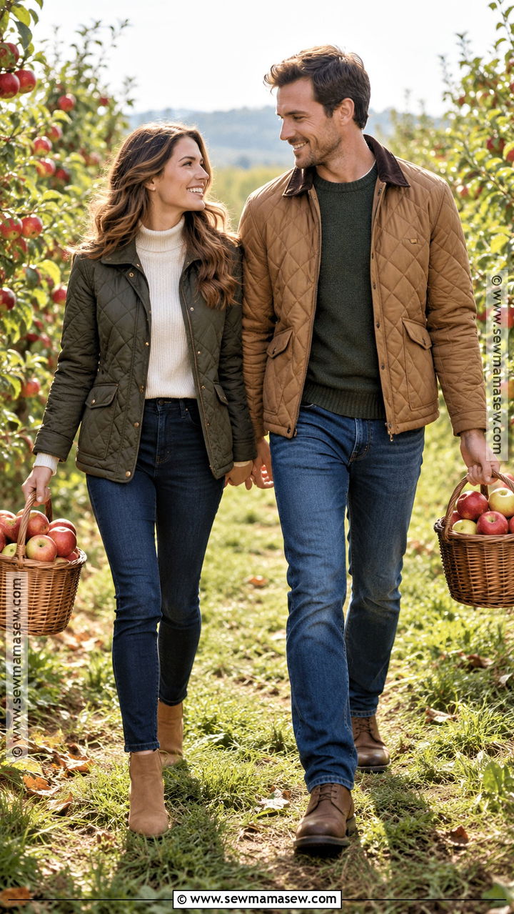 Quilted Jacket Apple Orchard Couple Outfit - 20 autumn couple outfit ideas