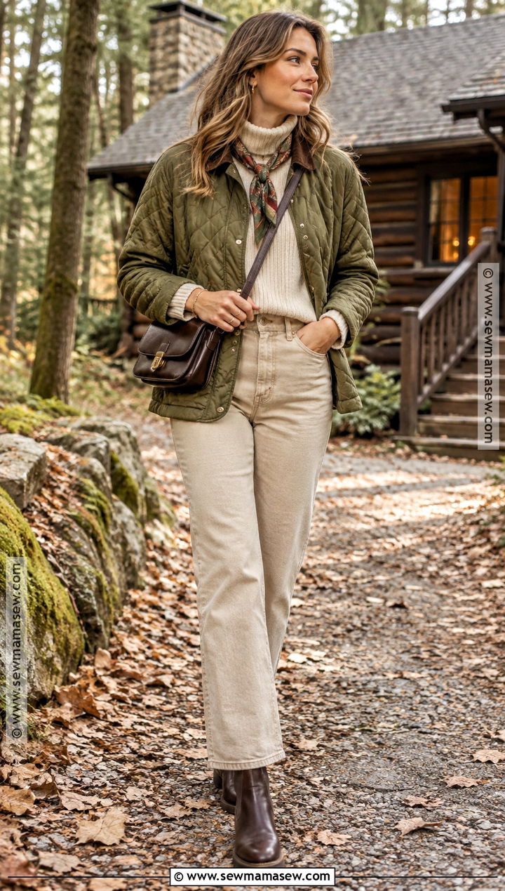 Quilted Jacket Cabin Outfit - 25 cabin outfit fall ideas