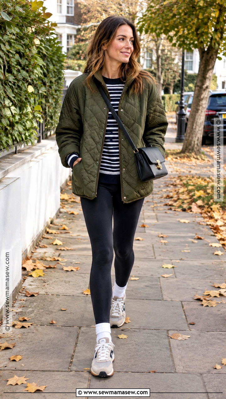 Quilted Jacket Fall Outfit With Leggings - 20 uk fall outfits